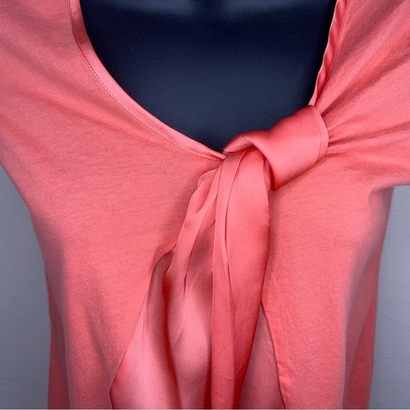 XS MNG ORANGE TOP SATIN ACCENT SHORT SLEEVE STRETCH VIBRANT - Picture 3 of 9